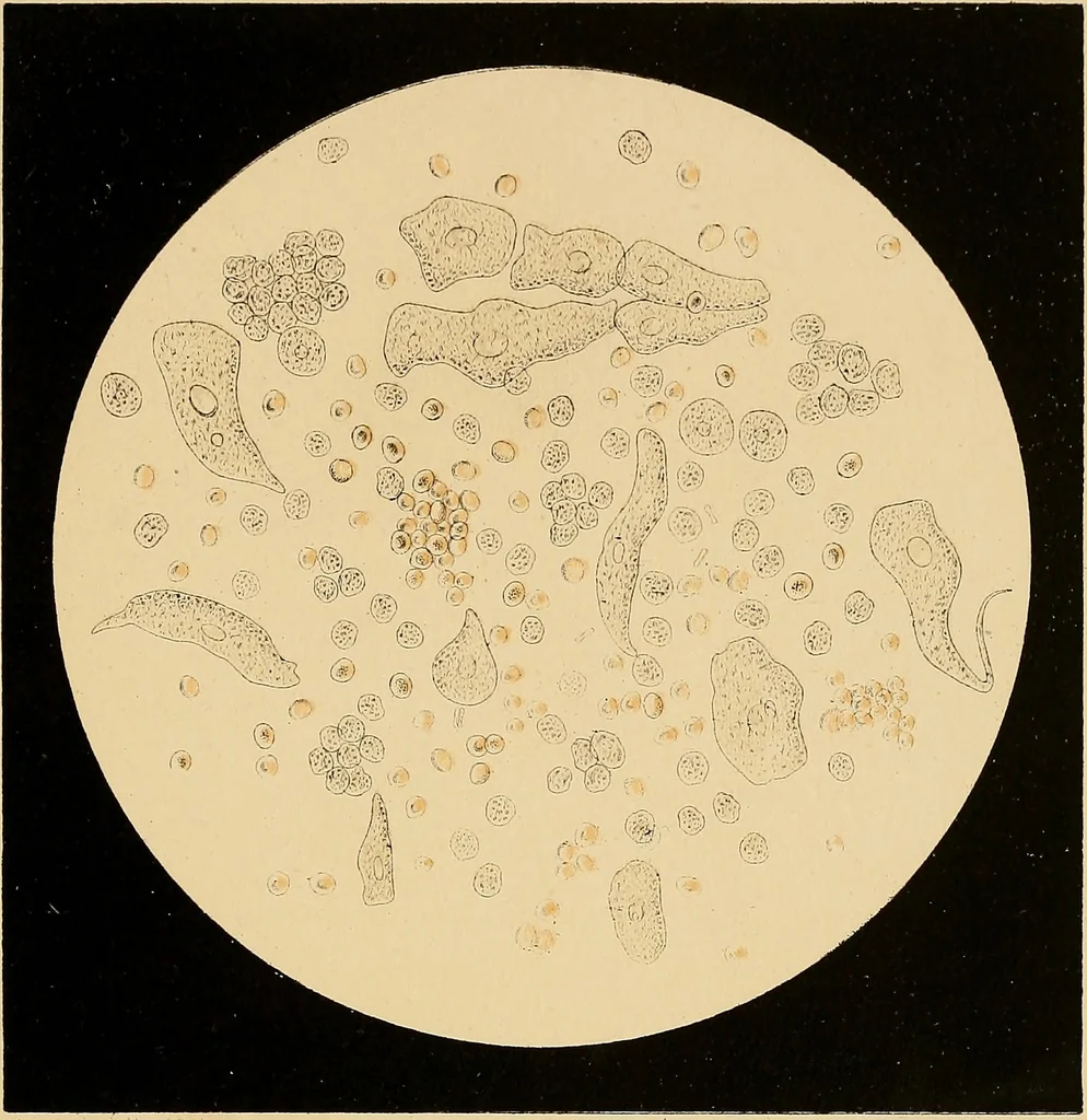 An illustration from An atlas of clinical microscopy, 1885, leaf 190
