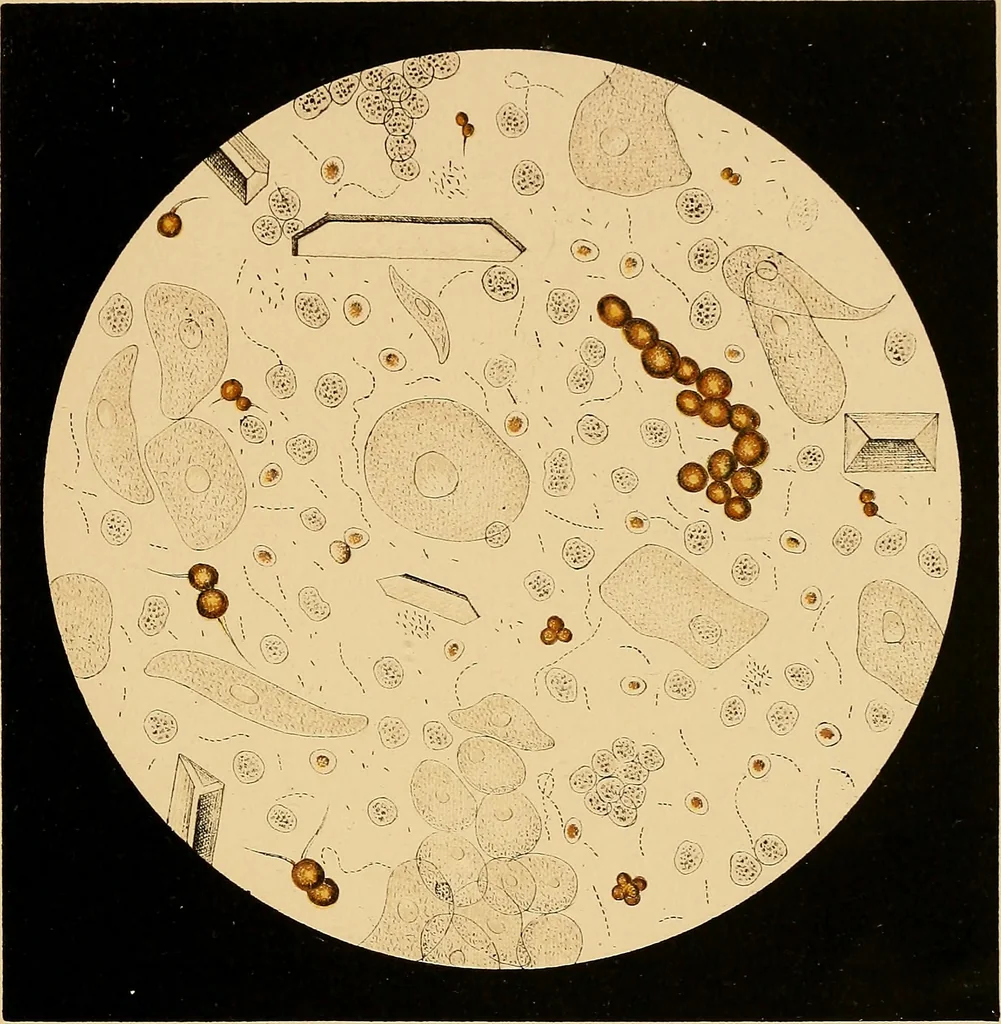 An illustration from An atlas of clinical microscopy, 1885, leaf 192