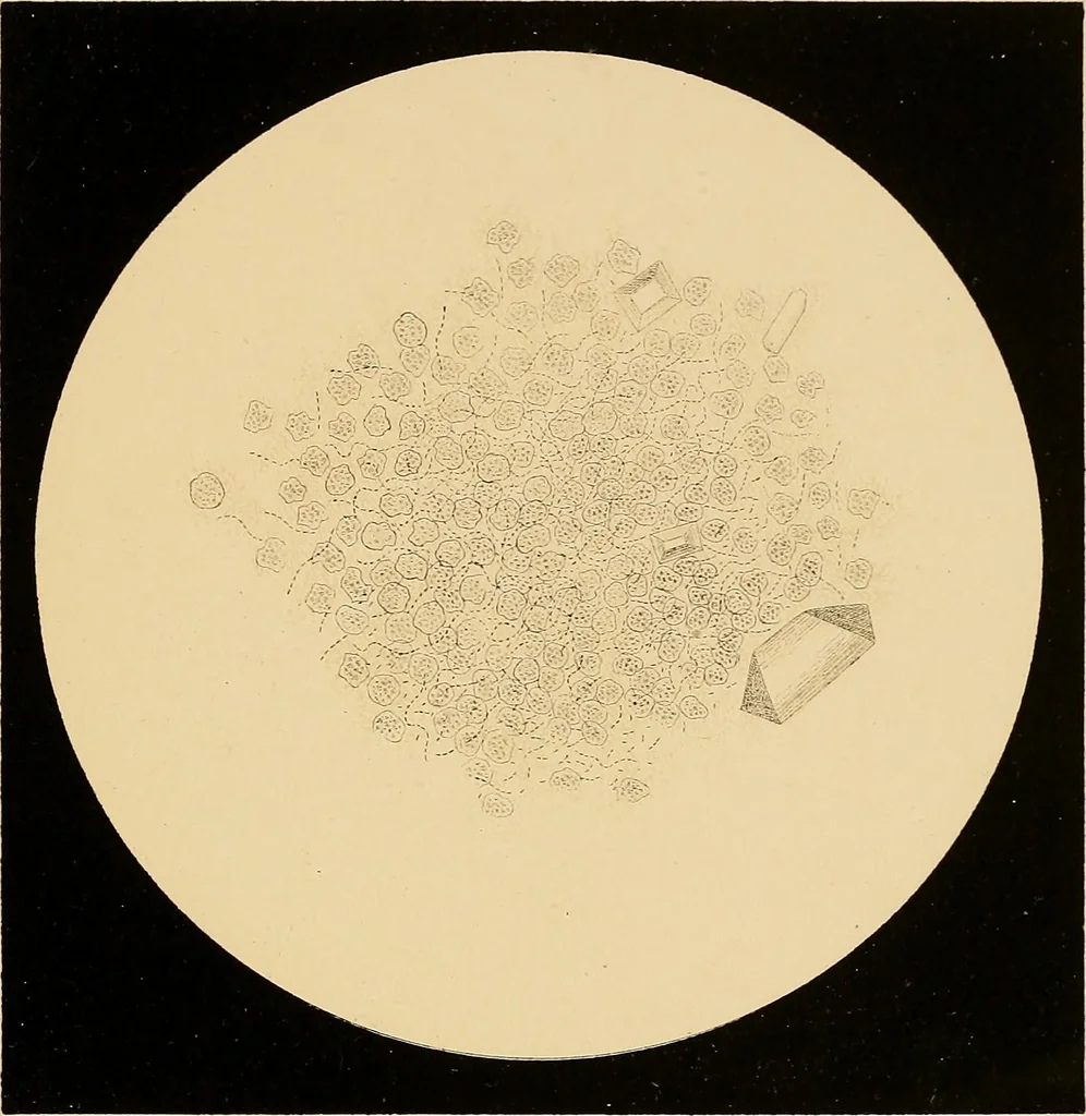 An illustration from An atlas of clinical microscopy, 1885, leaf 198