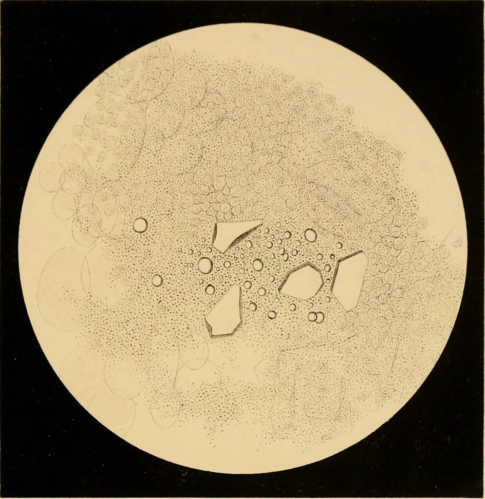 An illustration from An atlas of clinical microscopy, 1885, leaf 204
