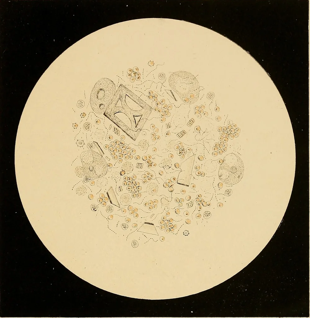 An illustration from An atlas of clinical microscopy, 1885, leaf 212