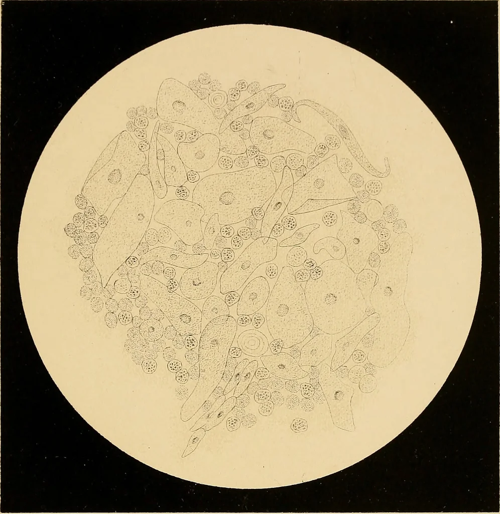 An illustration from An atlas of clinical microscopy, 1885, leaf 222