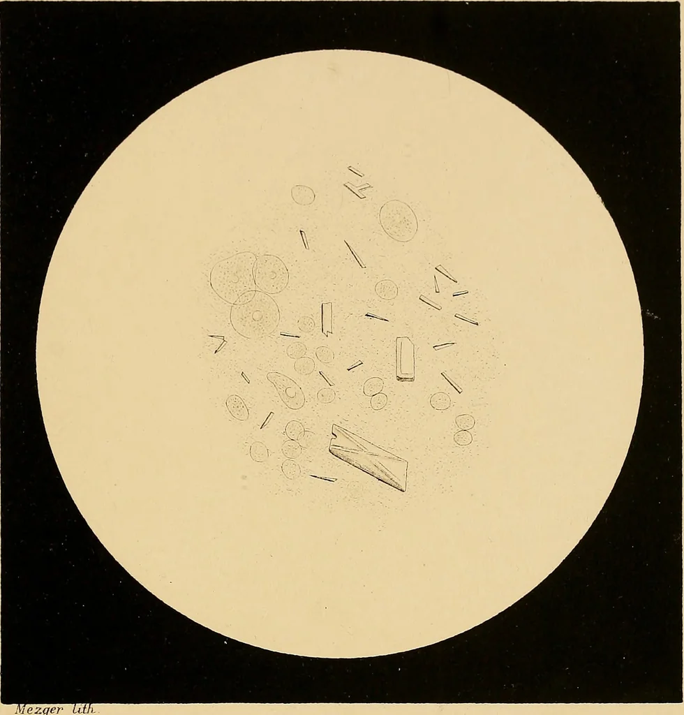 An illustration from An atlas of clinical microscopy, 1885, leaf 238