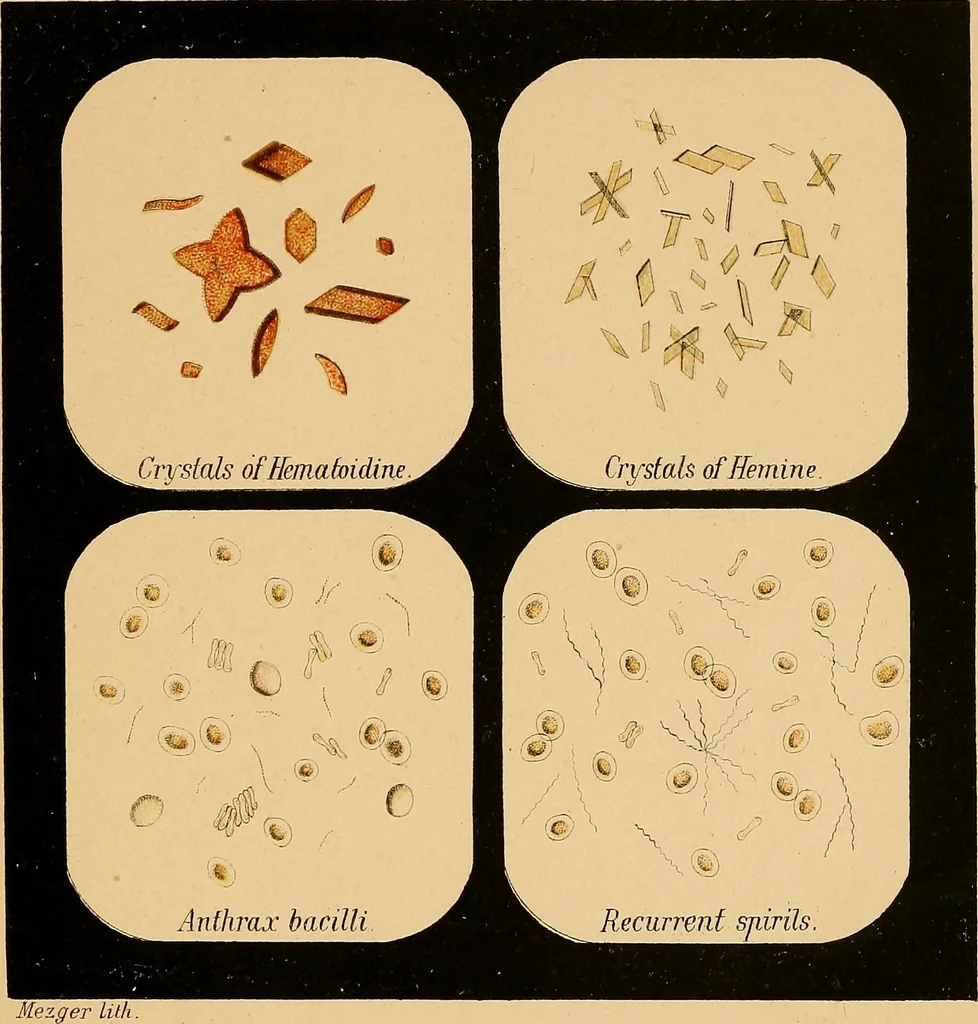 An illustration from An atlas of clinical microscopy, 1885, leaf 28