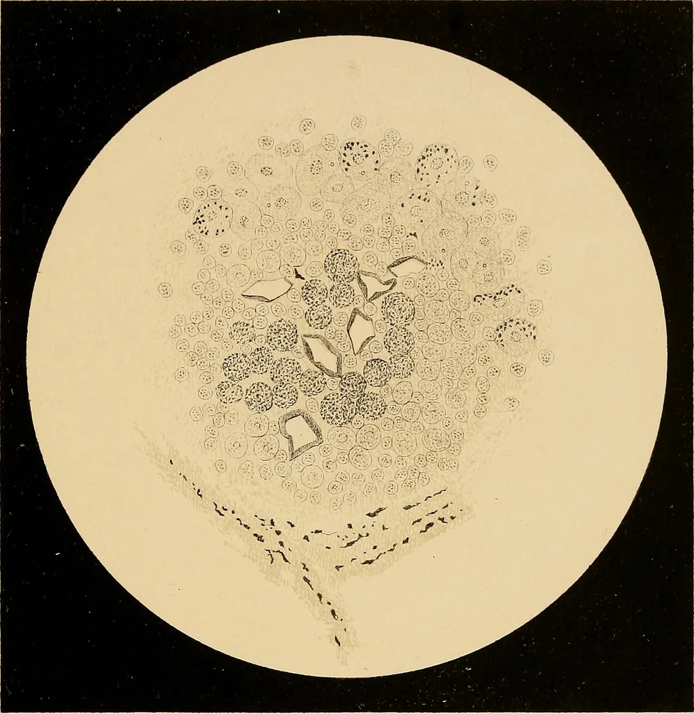 An illustration from An atlas of clinical microscopy, 1885, leaf 296