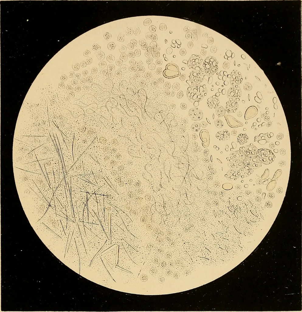 An illustration from An atlas of clinical microscopy, 1885, leaf 334
