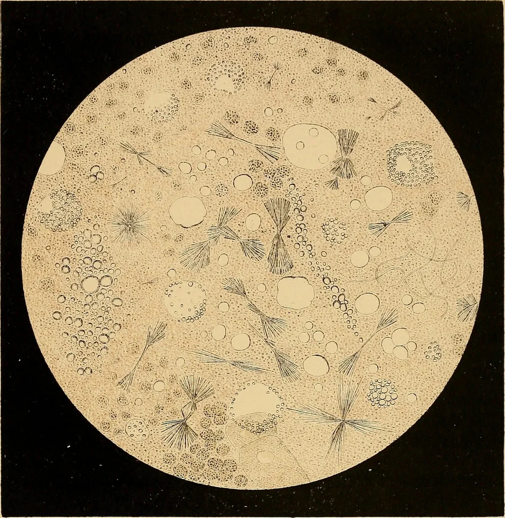 An illustration from An atlas of clinical microscopy, 1885, leaf 338