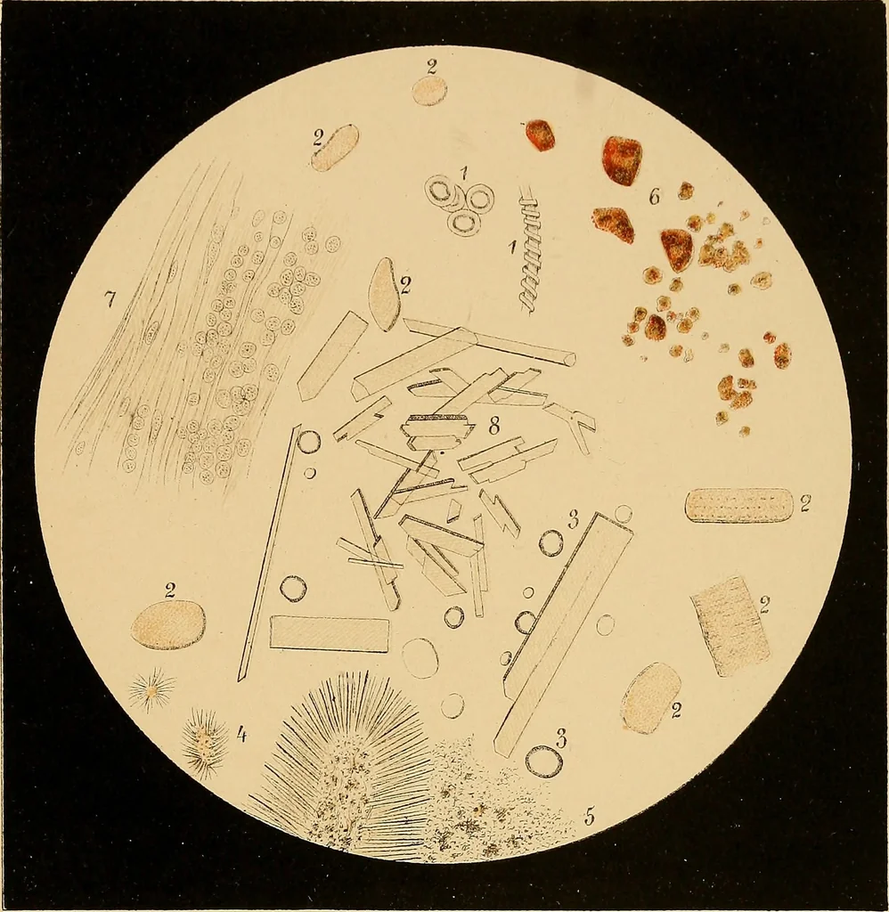 An illustration from An atlas of clinical microscopy, 1885, leaf 346