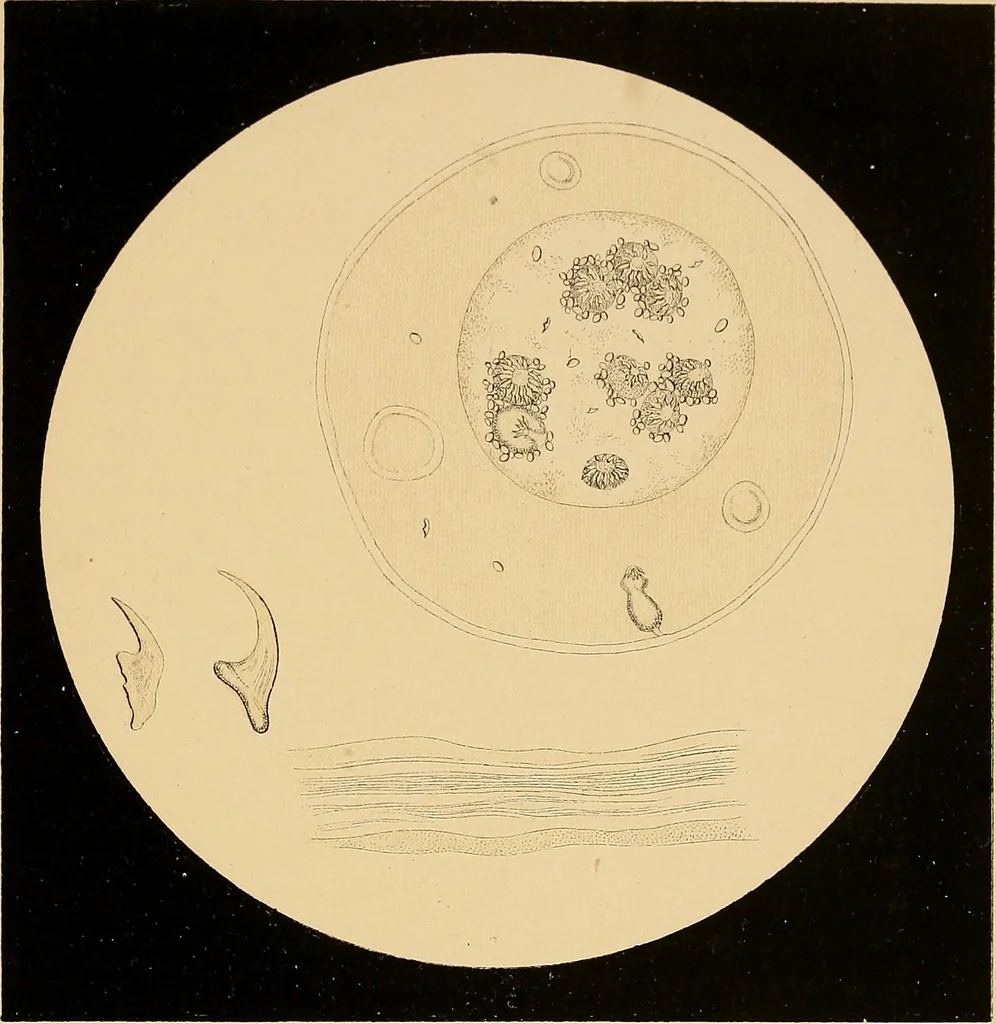 An illustration from An atlas of clinical microscopy, 1885, leaf 374