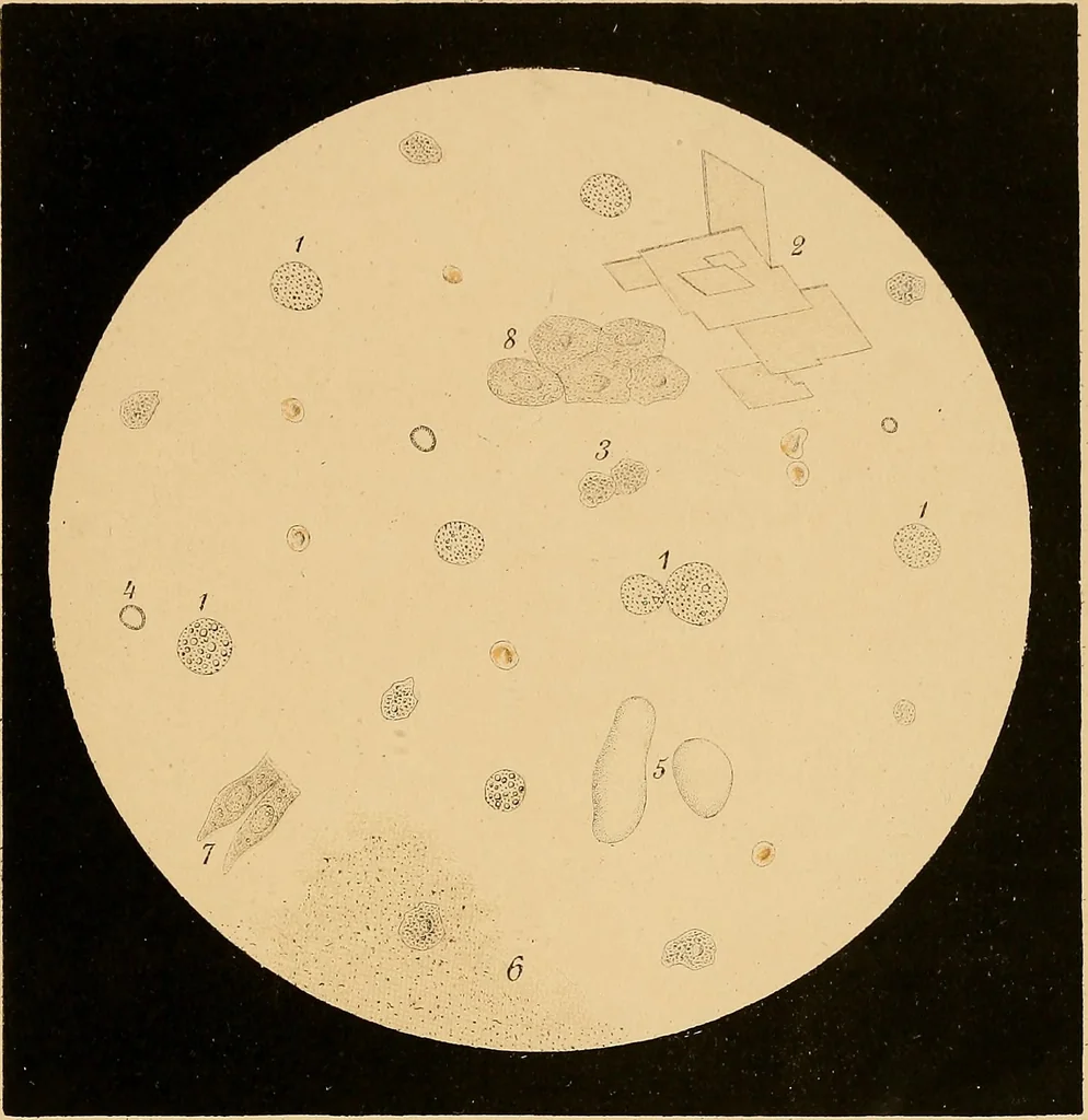 An illustration from An atlas of clinical microscopy, 1885, leaf 378