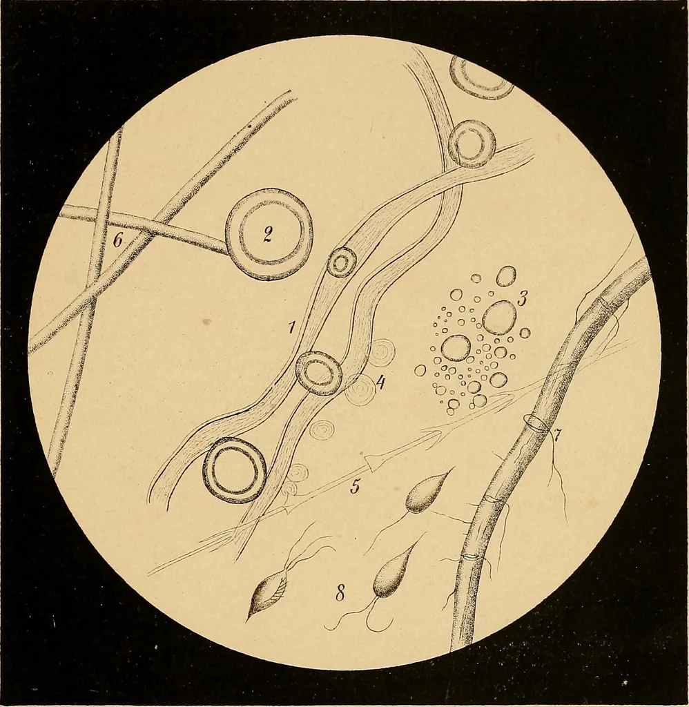 An illustration from An atlas of clinical microscopy, 1885, leaf 52