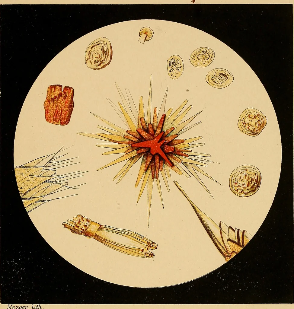 An illustration from An atlas of clinical microscopy, 1885, leaf 68