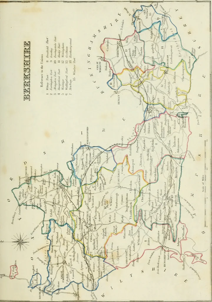 An illustration from Atlas to the Topographical Dictionary of England, comprising a general map of England, a map of London, and maps of the counties of Bedford ... and York, 1845, leaf 14