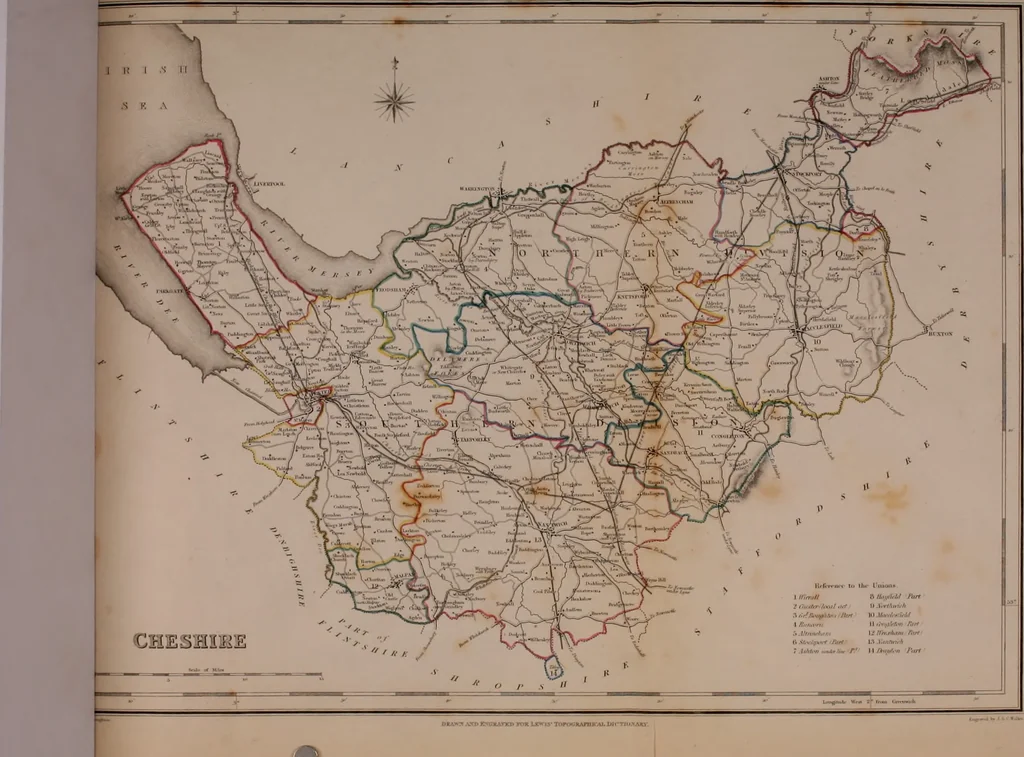 An illustration from Atlas to the Topographical Dictionary of England, comprising a general map of England, a map of London, and maps of the counties of Bedford ... and York, 1845, leaf 21