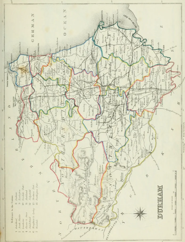 An illustration from Atlas to the Topographical Dictionary of England, comprising a general map of England, a map of London, and maps of the counties of Bedford ... and York, 1845, leaf 32