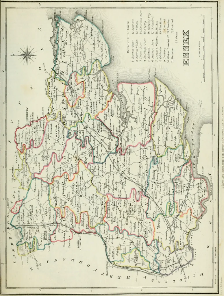 An illustration from Atlas to the Topographical Dictionary of England, comprising a general map of England, a map of London, and maps of the counties of Bedford ... and York, 1845, leaf 34