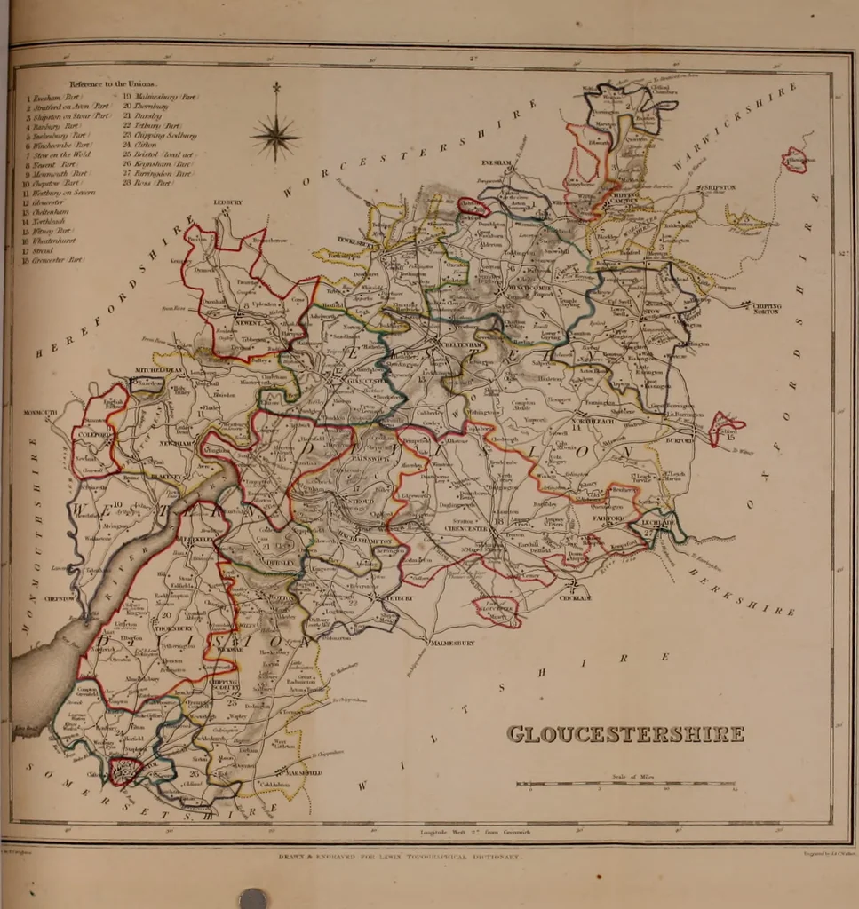 An illustration from Atlas to the Topographical Dictionary of England, comprising a general map of England, a map of London, and maps of the counties of Bedford ... and York, 1845, leaf 37