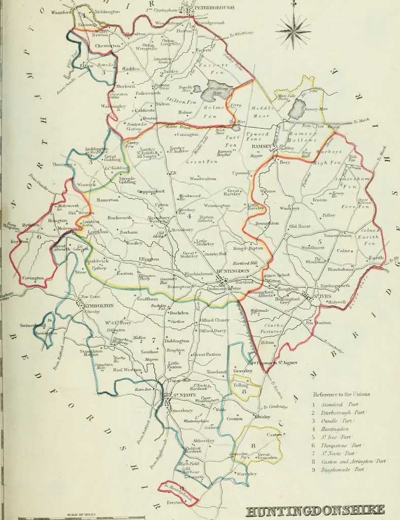 An illustration from Atlas to the Topographical Dictionary of England, comprising a general map of England, a map of London, and maps of the counties of Bedford ... and York, 1845, leaf 44