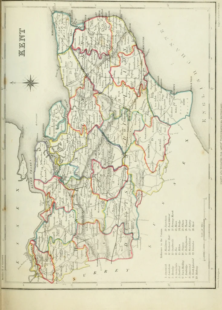 An illustration from Atlas to the Topographical Dictionary of England, comprising a general map of England, a map of London, and maps of the counties of Bedford ... and York, 1845, leaf 48
