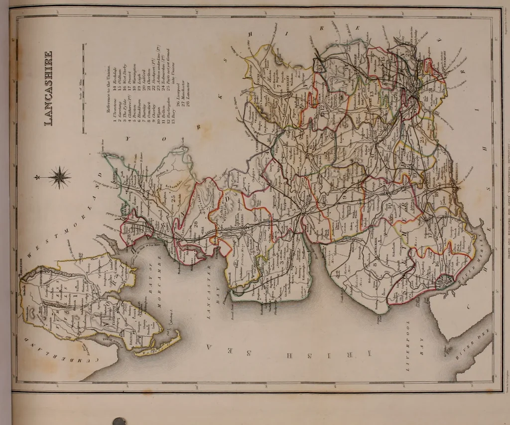 An illustration from Atlas to the Topographical Dictionary of England, comprising a general map of England, a map of London, and maps of the counties of Bedford ... and York, 1845, leaf 51