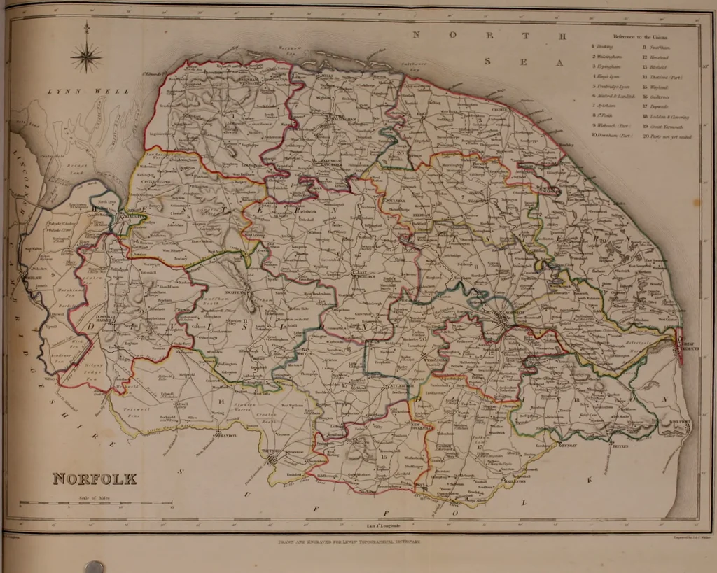 An illustration from Atlas to the Topographical Dictionary of England, comprising a general map of England, a map of London, and maps of the counties of Bedford ... and York, 1845, leaf 63