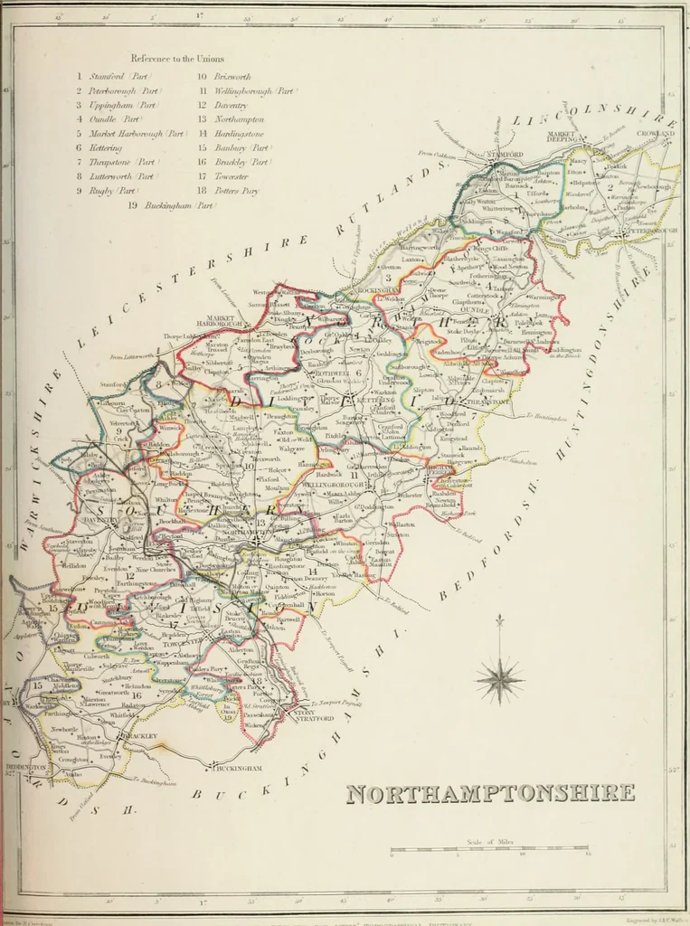 An illustration from Atlas to the Topographical Dictionary of England, comprising a general map of England, a map of London, and maps of the counties of Bedford ... and York, 1845, leaf 64