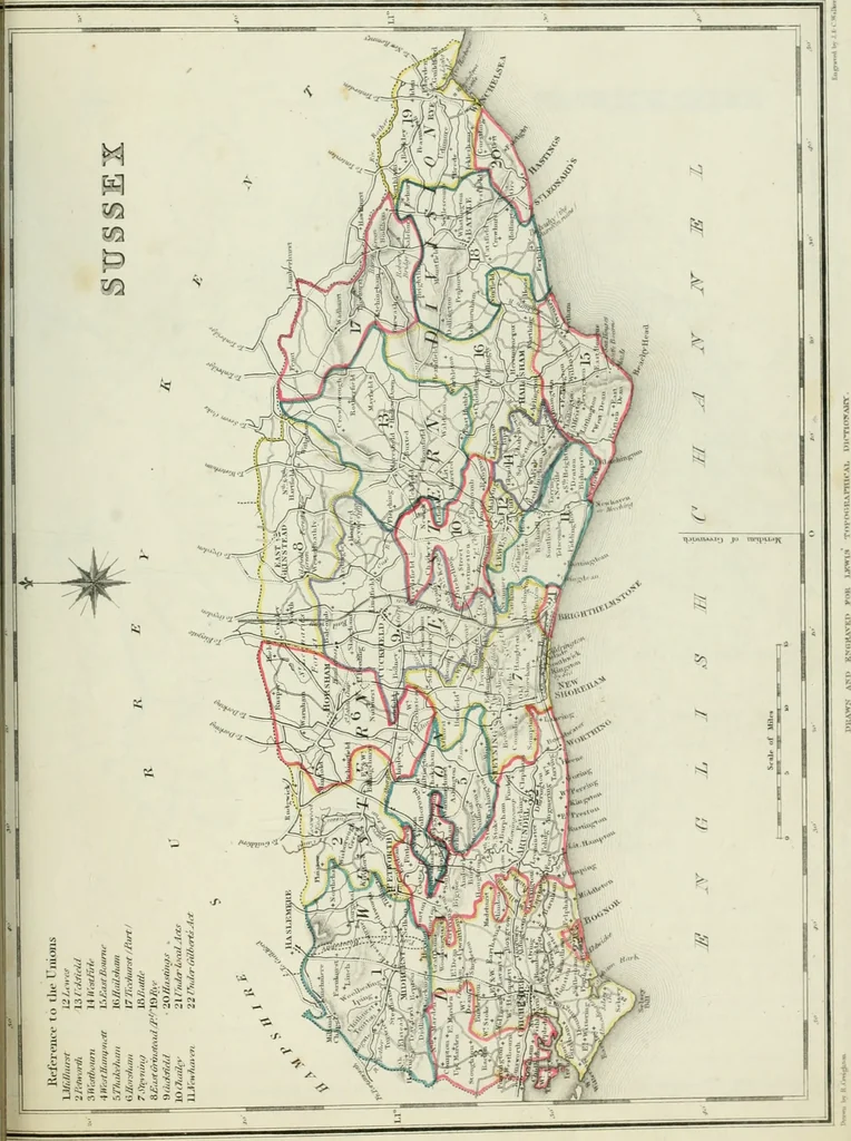 An illustration from Atlas to the Topographical Dictionary of England, comprising a general map of England, a map of London, and maps of the counties of Bedford ... and York, 1845, leaf 86