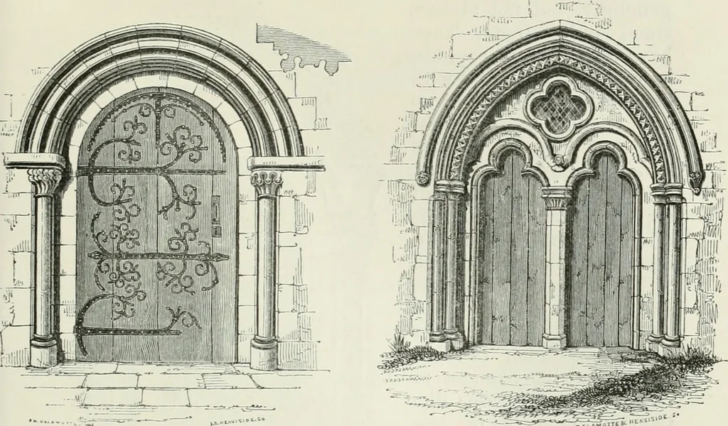 An illustration from An attempt to discriminate the styles of architecture in England, from the conquest to the reformation : with a sketch of the Grecian and Roman orders, 1881, leaf 150