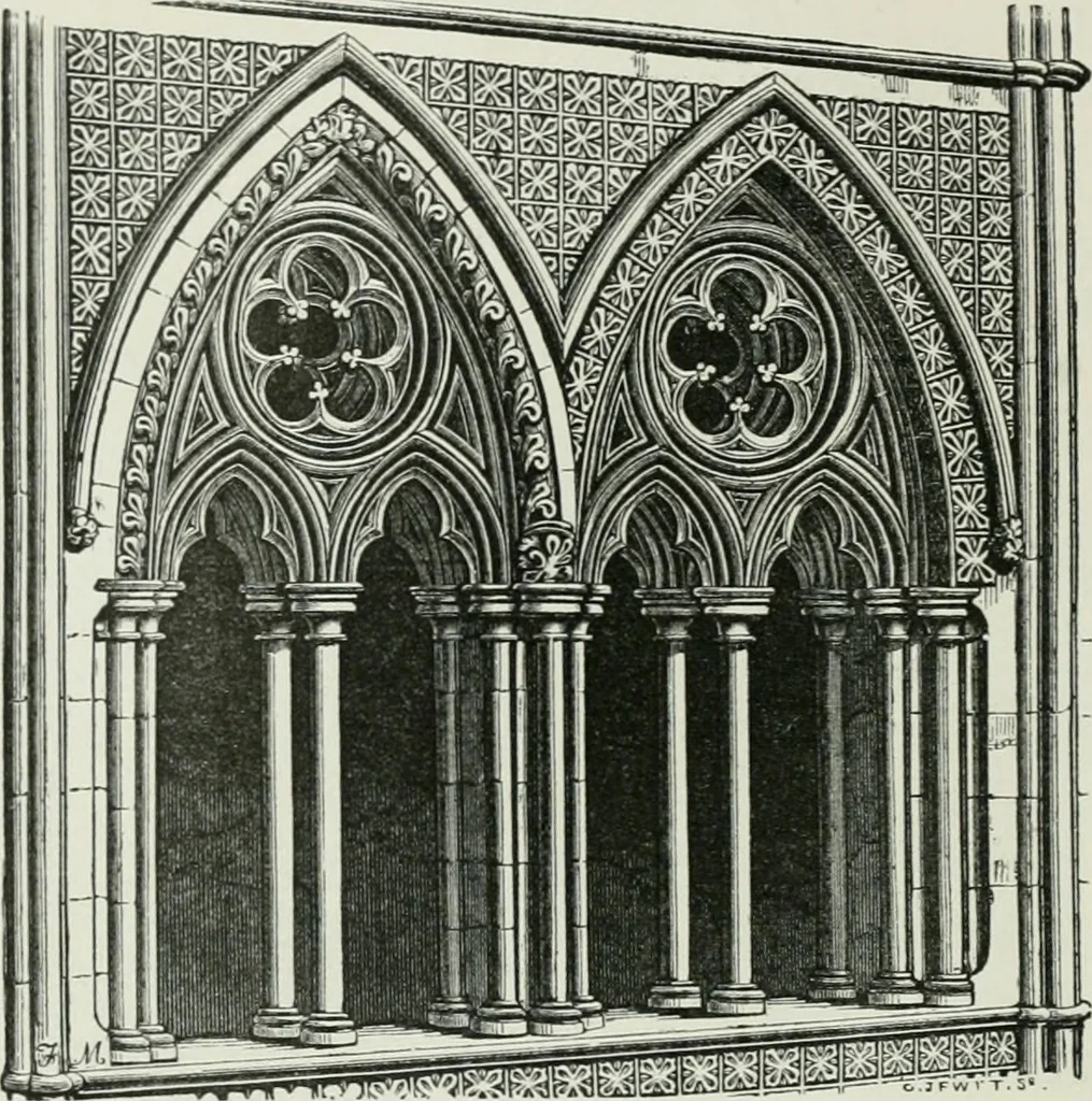 An illustration from An attempt to discriminate the styles of architecture in England, from the conquest to the reformation : with a sketch of the Grecian and Roman orders, 1881, leaf 161