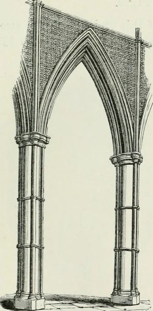 An illustration from An attempt to discriminate the styles of architecture in England, from the conquest to the reformation : with a sketch of the Grecian and Roman orders, 1881, leaf 162