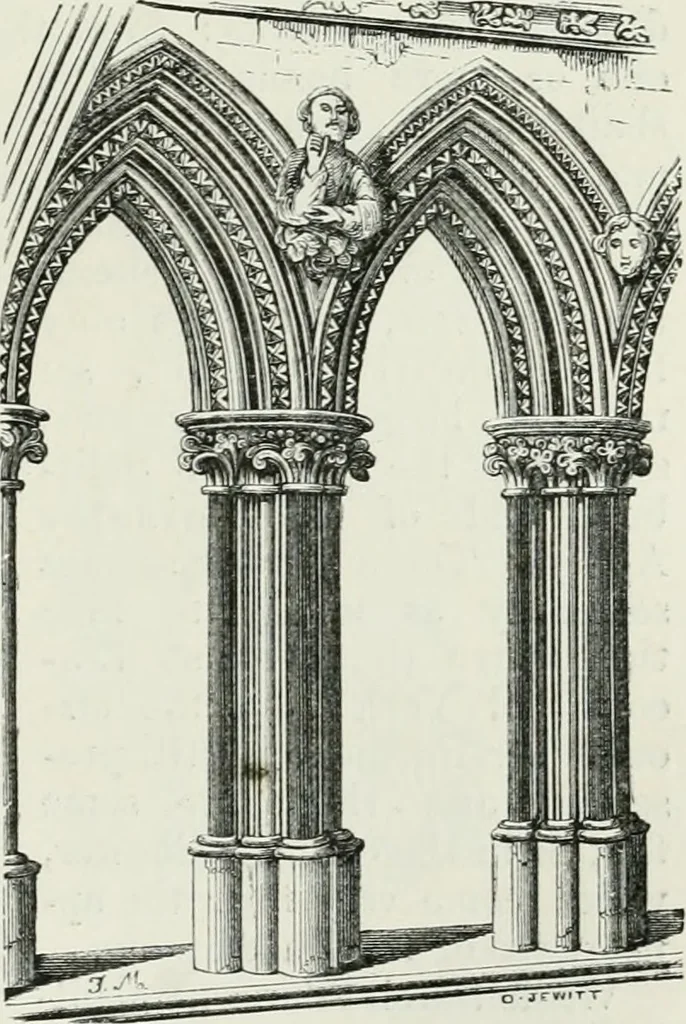An illustration from An attempt to discriminate the styles of architecture in England, from the conquest to the reformation : with a sketch of the Grecian and Roman orders, 1881, leaf 162
