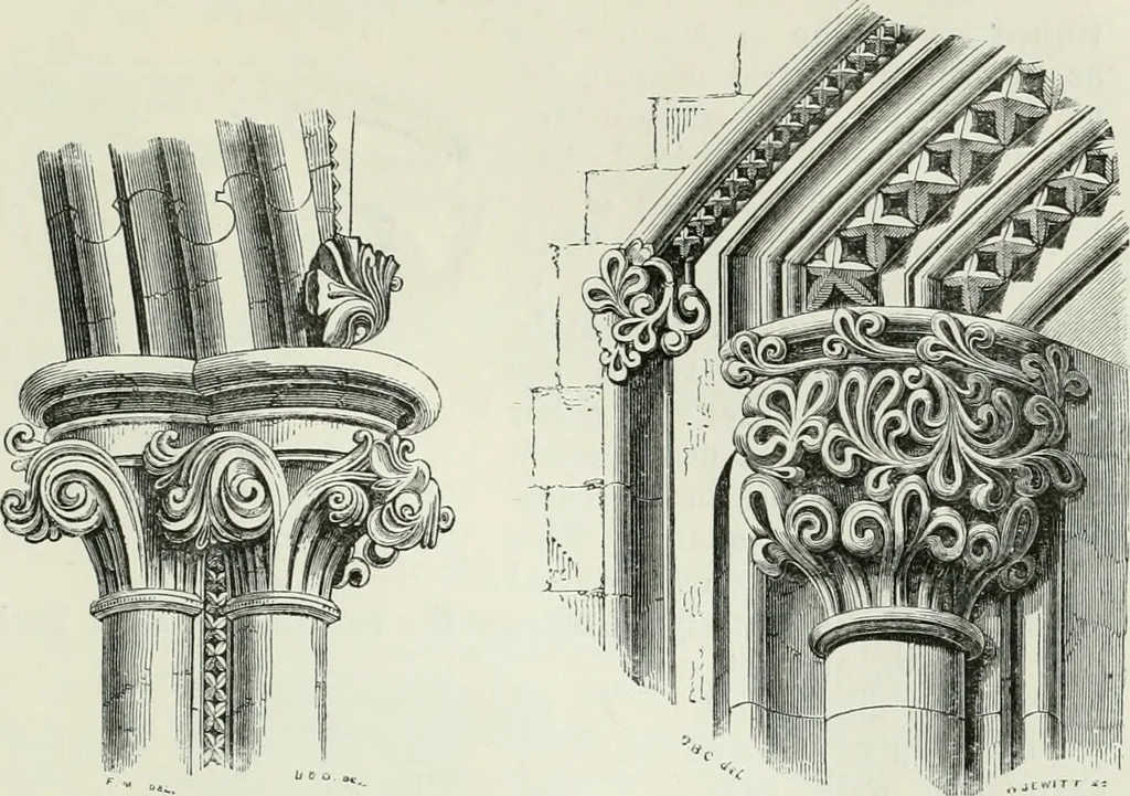 An illustration from An attempt to discriminate the styles of architecture in England, from the conquest to the reformation : with a sketch of the Grecian and Roman orders, 1881, leaf 168