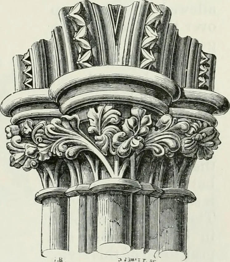 An illustration from An attempt to discriminate the styles of architecture in England, from the conquest to the reformation : with a sketch of the Grecian and Roman orders, 1881, leaf 168