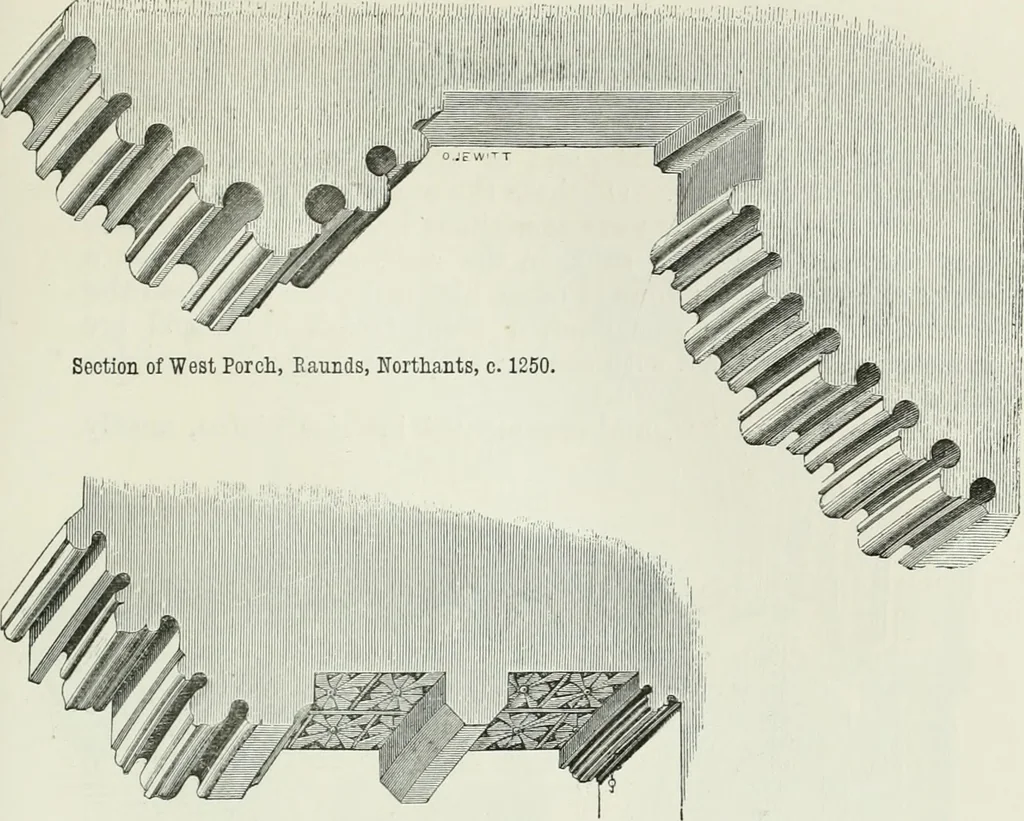 An illustration from An attempt to discriminate the styles of architecture in England, from the conquest to the reformation : with a sketch of the Grecian and Roman orders, 1881, leaf 174