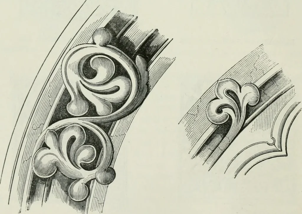 An illustration from An attempt to discriminate the styles of architecture in England, from the conquest to the reformation : with a sketch of the Grecian and Roman orders, 1881, leaf 179