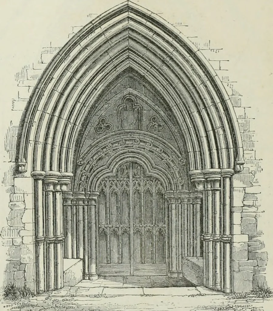 An illustration from An attempt to discriminate the styles of architecture in England, from the conquest to the reformation : with a sketch of the Grecian and Roman orders, 1881, leaf 195