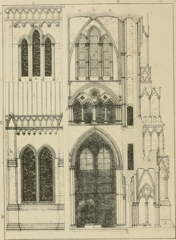 An illustration from An attempt to discriminate the styles of architecture in England, from the conquest to the reformation : with a sketch of the Grecian and Roman orders, 1881, leaf 203