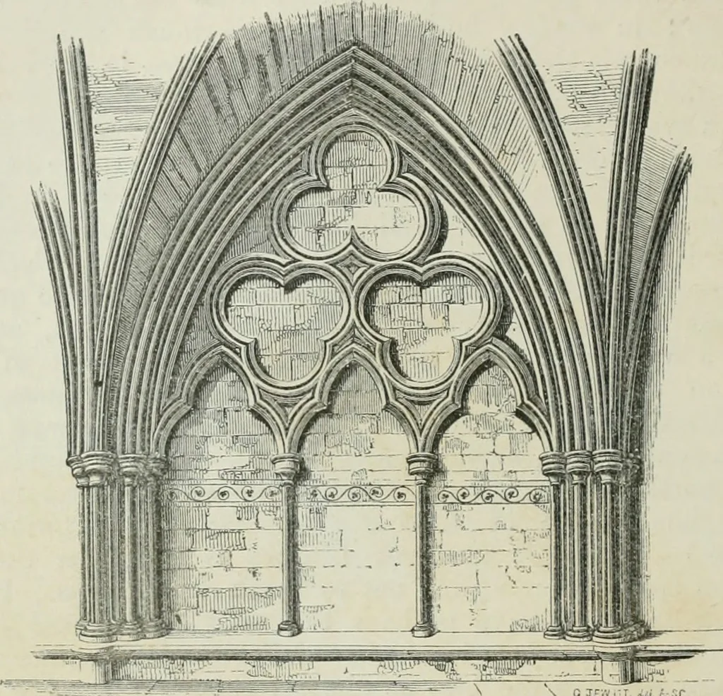 An illustration from An attempt to discriminate the styles of architecture in England, from the conquest to the reformation : with a sketch of the Grecian and Roman orders, 1881, leaf 205