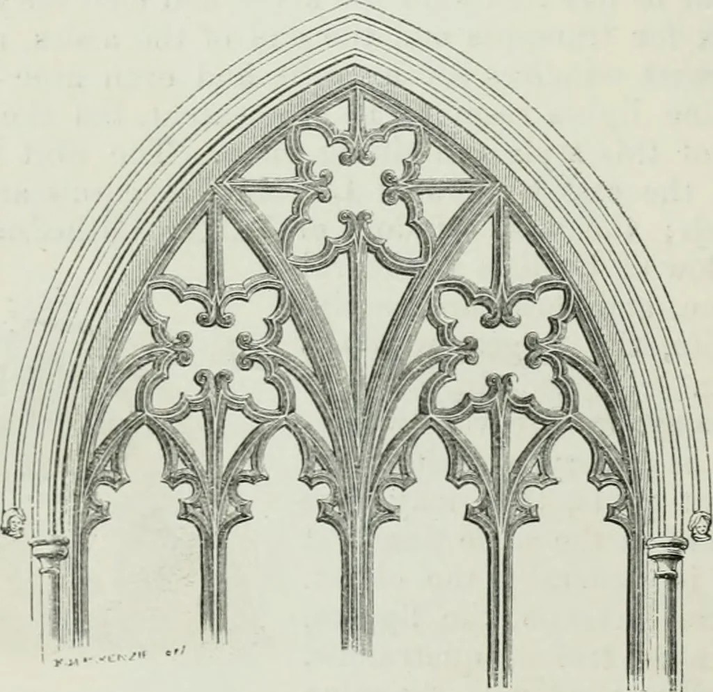An illustration from An attempt to discriminate the styles of architecture in England, from the conquest to the reformation : with a sketch of the Grecian and Roman orders, 1881, leaf 235