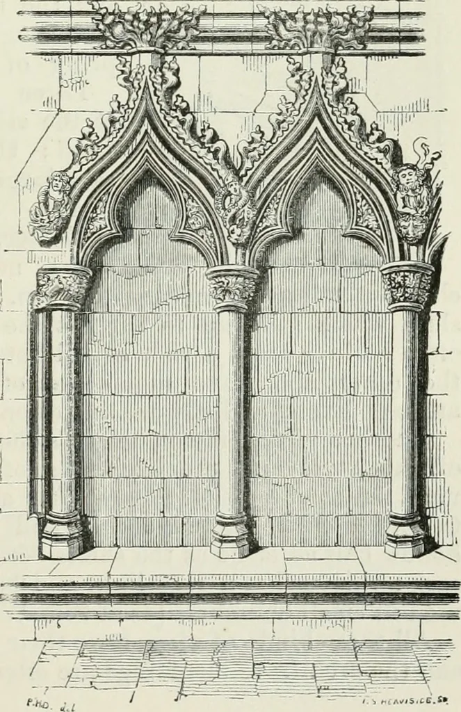 An illustration from An attempt to discriminate the styles of architecture in England, from the conquest to the reformation : with a sketch of the Grecian and Roman orders, 1881, leaf 250