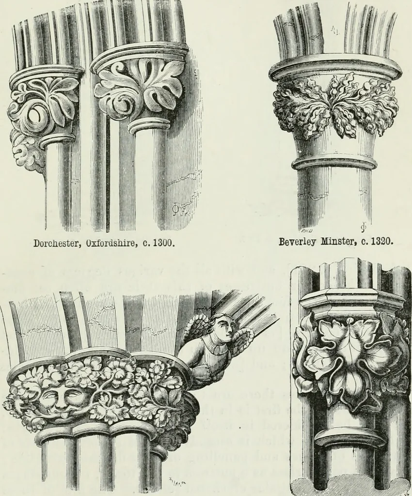 An illustration from An attempt to discriminate the styles of architecture in England, from the conquest to the reformation : with a sketch of the Grecian and Roman orders, 1881, leaf 254