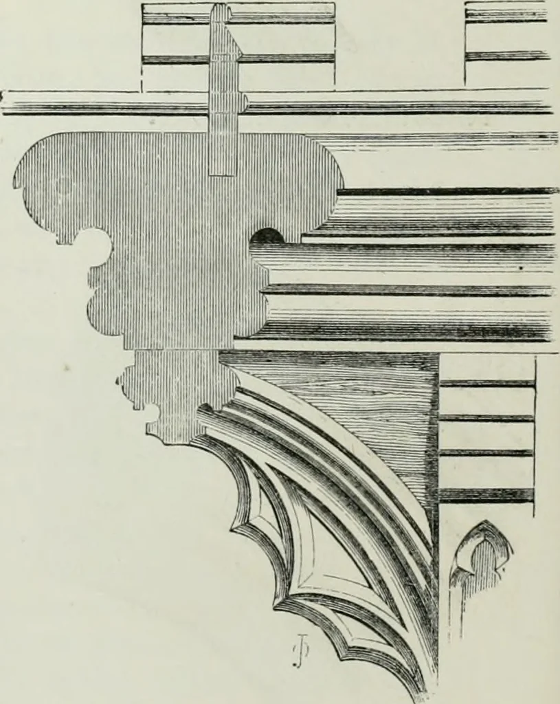 An illustration from An attempt to discriminate the styles of architecture in England, from the conquest to the reformation : with a sketch of the Grecian and Roman orders, 1881, leaf 265