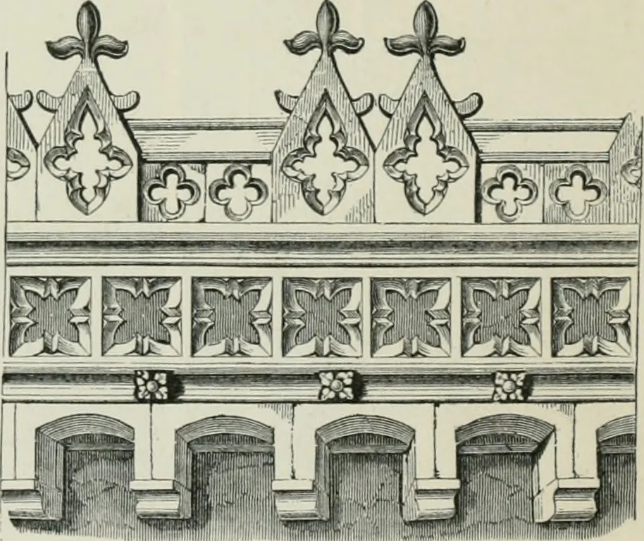 An illustration from An attempt to discriminate the styles of architecture in England, from the conquest to the reformation : with a sketch of the Grecian and Roman orders, 1881, leaf 355
