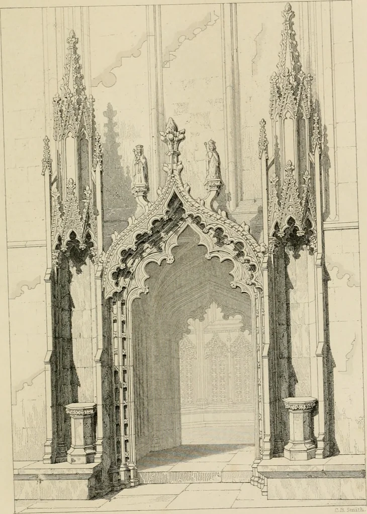 An illustration from An attempt to discriminate the styles of architecture in England, from the conquest to the reformation : with a sketch of the Grecian and Roman orders, 1881, leaf 376
