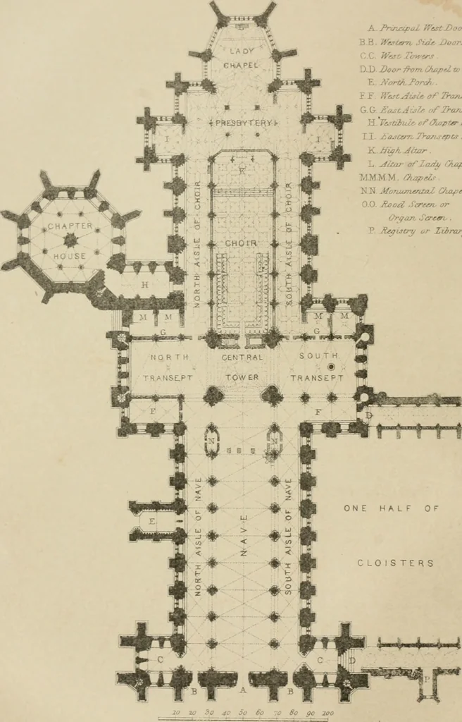 An illustration from An attempt to discriminate the styles of architecture in England, from the conquest to the reformation : with a sketch of the Grecian and Roman orders, 1881, leaf 59