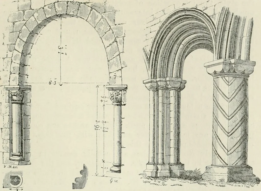 An illustration from An attempt to discriminate the styles of architecture in England, from the conquest to the reformation : with a sketch of the Grecian and Roman orders, 1881, leaf 76