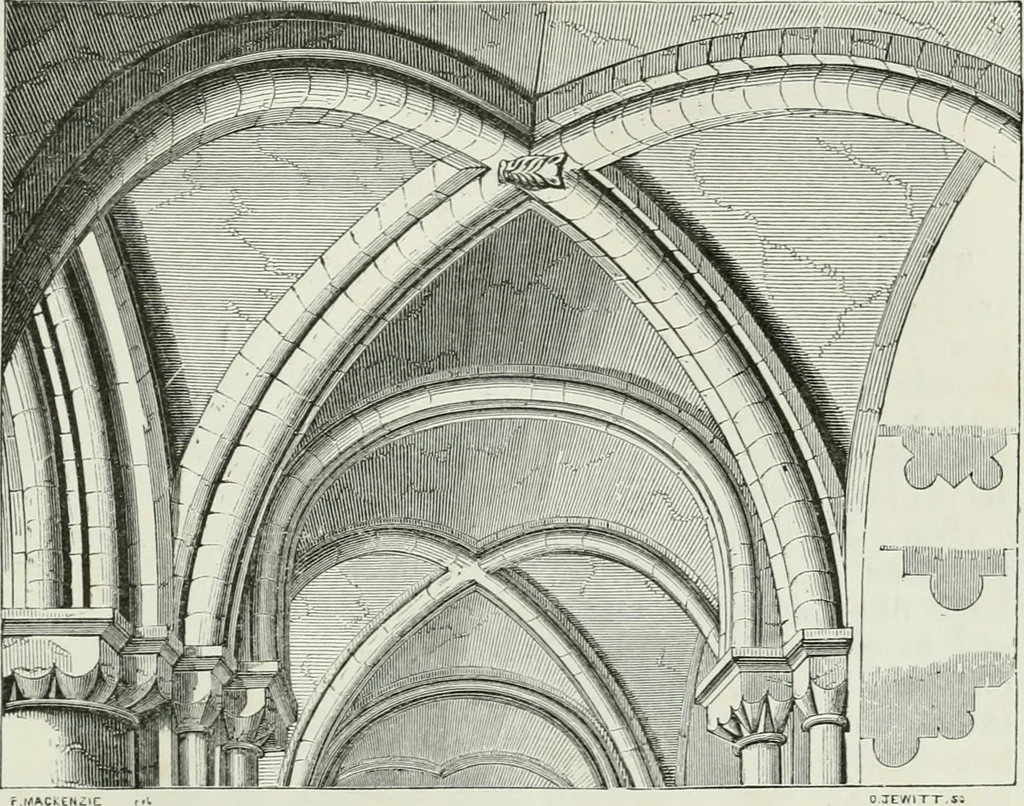 An illustration from An attempt to discriminate the styles of architecture in England, from the conquest to the reformation : with a sketch of the Grecian and Roman orders, 1881, leaf 96