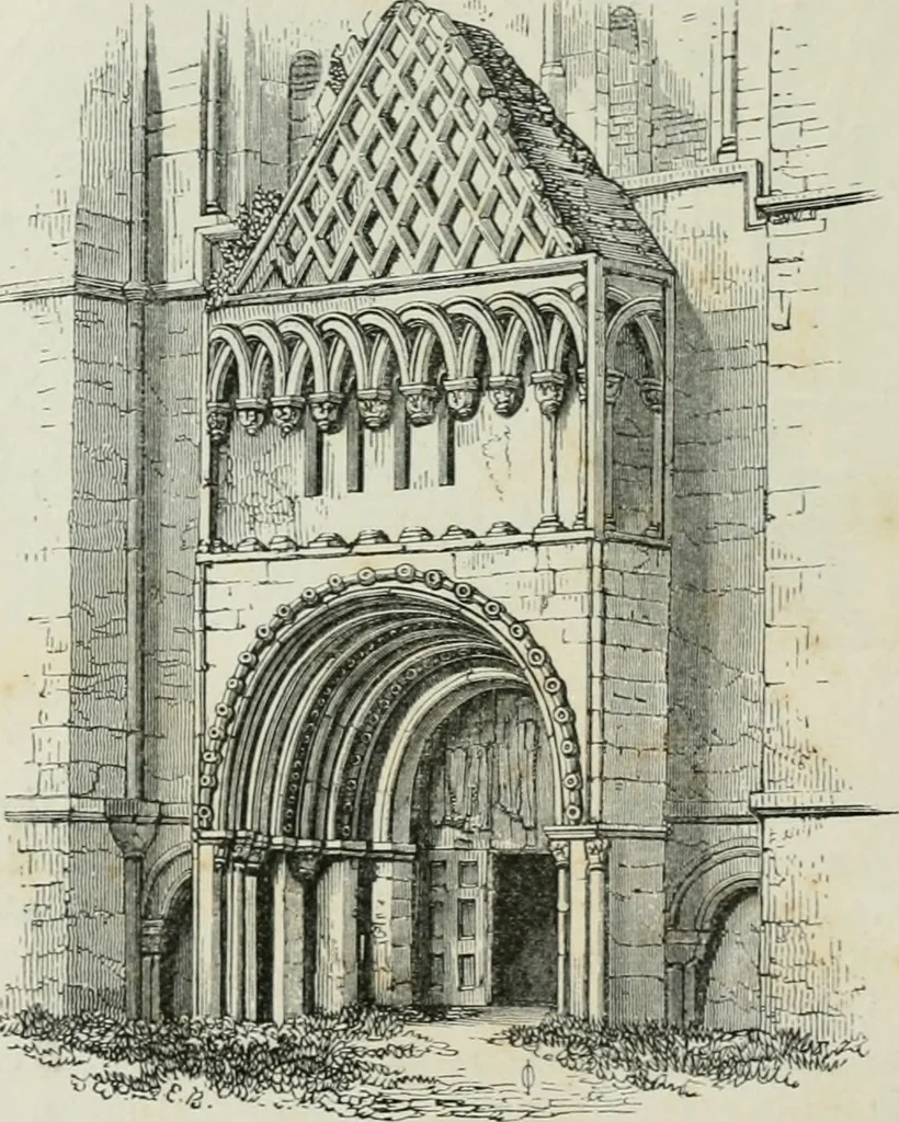 An illustration from An attempt to discriminate the styles of architecture in England, from the conquest to the reformation : with a sketch of the Grecian and Roman orders, 1881, leaf 97