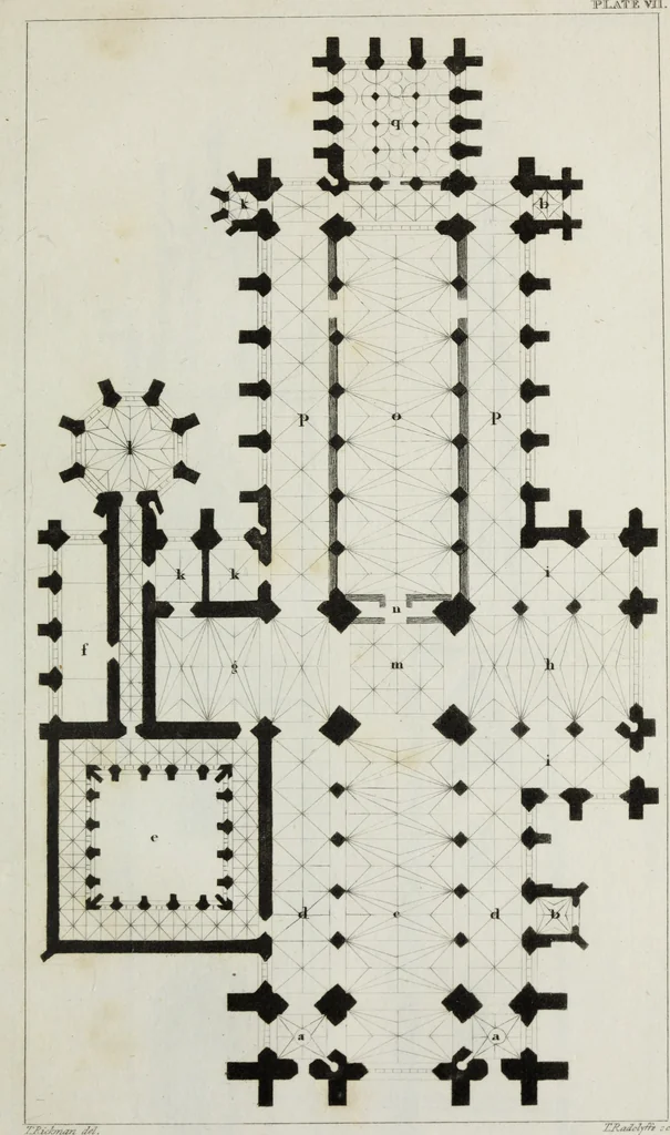 An illustration from An attempt to discriminate the styles of English architecture, from the Conquest to the Reformation; with notices of eight hundred English buildings: preceded by a sketch of the Grecian and Roman orders, 1819, leaf 212