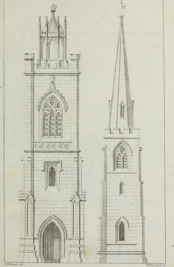 An illustration from An attempt to discriminate the styles of English architecture, from the Conquest to the Reformation; with notices of eight hundred English buildings: preceded by a sketch of the Grecian and Roman orders, 1819, leaf 214